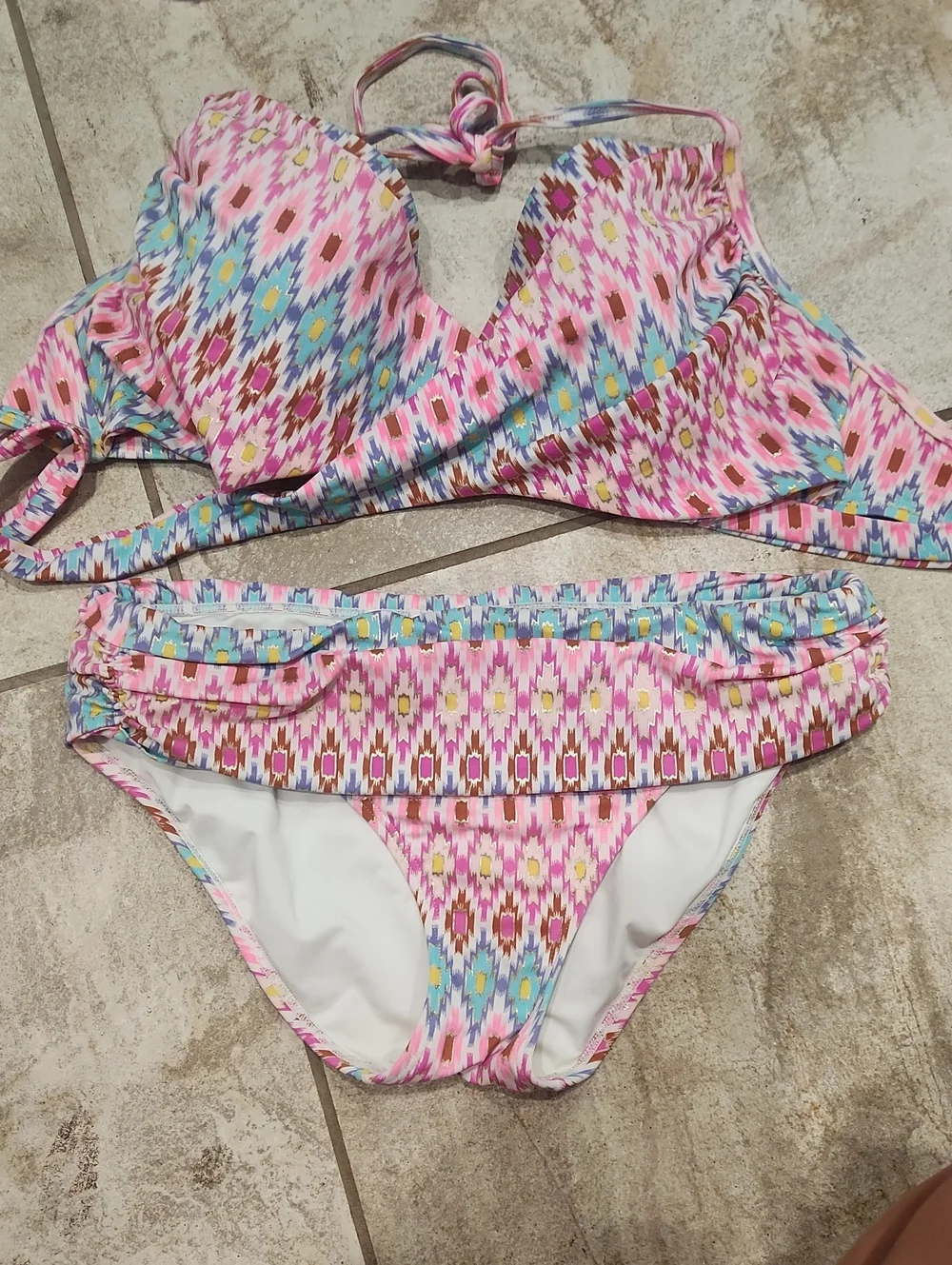 Victoria's Secret Pink Multi-Color Ikat Print Womens Bikini